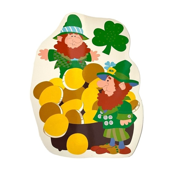 Vintage 70s cardboard die cut St. Patrick’s Day decorations set of 6 - Picture 7 of 7